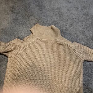 tan off the shoulder sweater